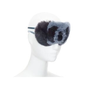 CHANEL Coco Neige navy black fur CC logo eye mask
